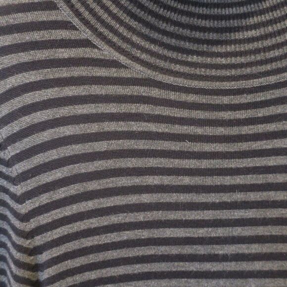 ZARA KNIT SWEATER DRESS turtleneck stripe midi stretch M office cozy minimalist - Picture 5 of 10